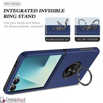 Plastikinis dėklas su žiedu - mėlynas (Samsung Galaxy Z Flip 7) Plastikinis dėklas su žiedu - mėlynas (Samsung Galaxy Z Flip 7)